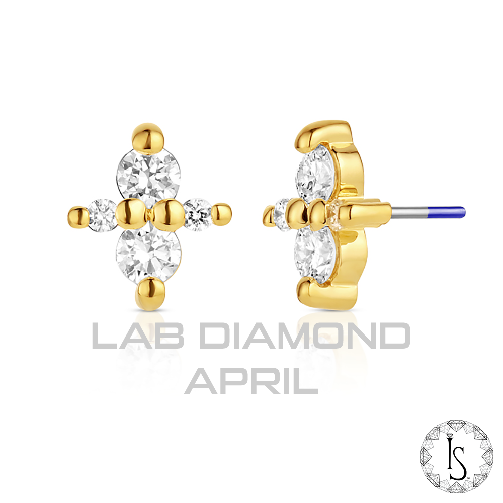 18k Gold Canopus Faceted Genuine Gemstones End (Threadless)