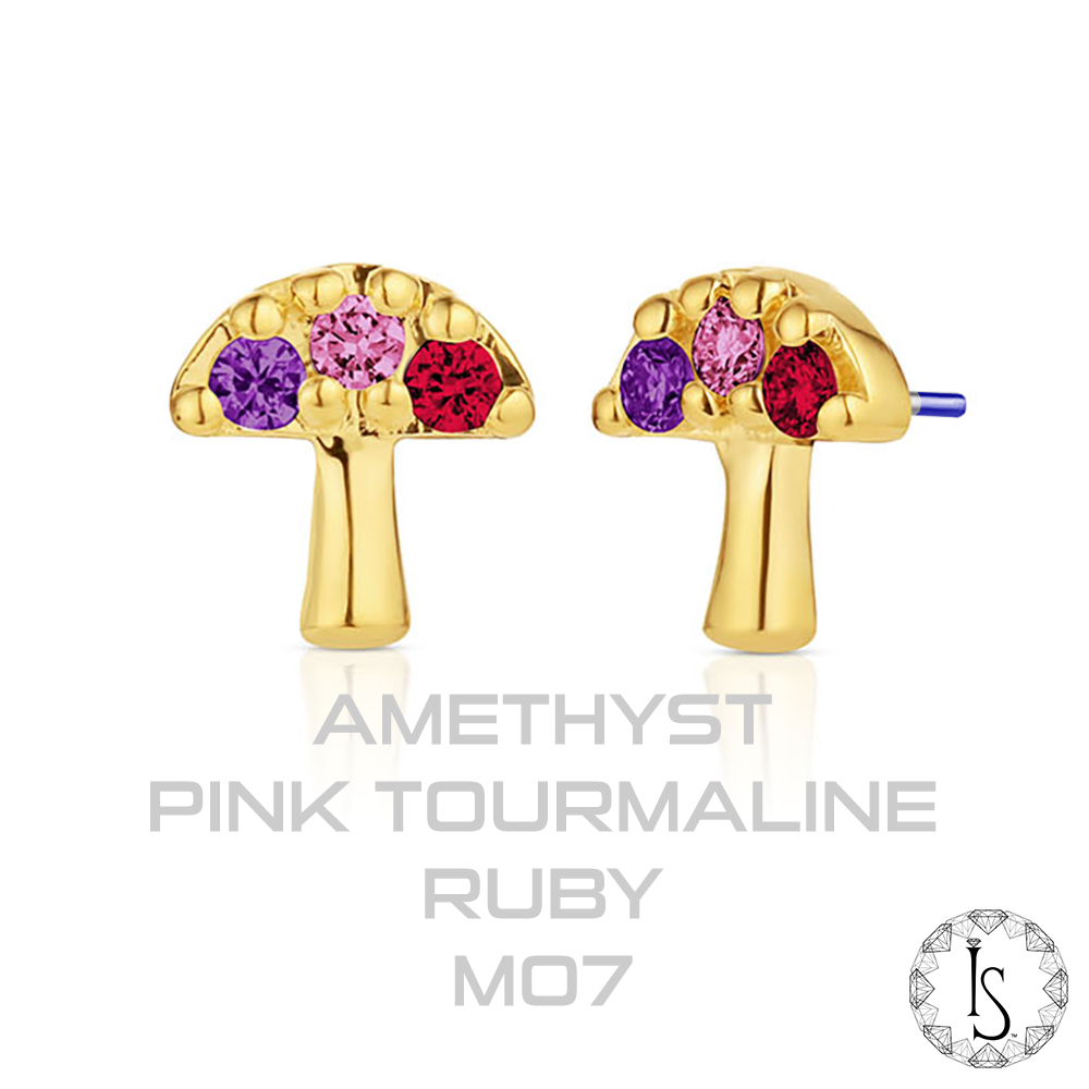 18K Gold Mycenae Prong-Set Faceted Genuine Gemstones End (Threadless)