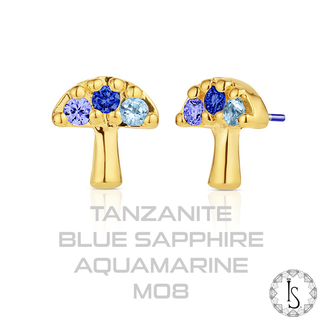 18K Gold Mycenae Prong-Set Faceted Genuine Gemstones End (Threadless)