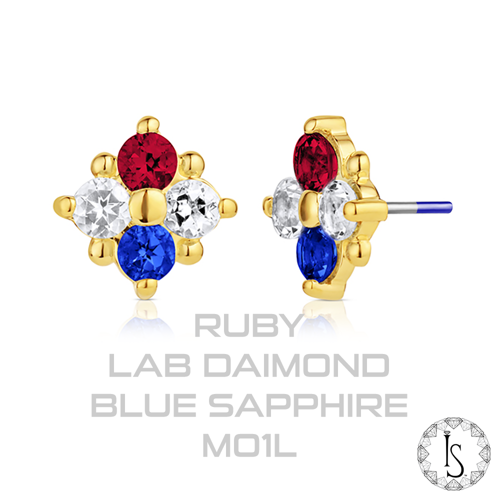 18k Gold Kalos Kagathos Faceted Genuine Gemstones End (Threaded)