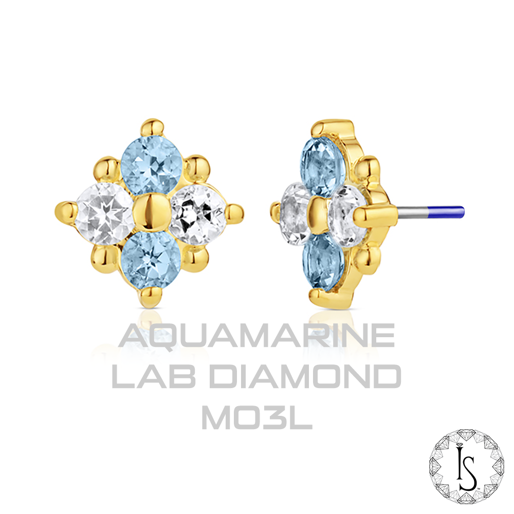 18k Gold Kalos Kagathos Faceted Genuine Gemstones End (Threaded)