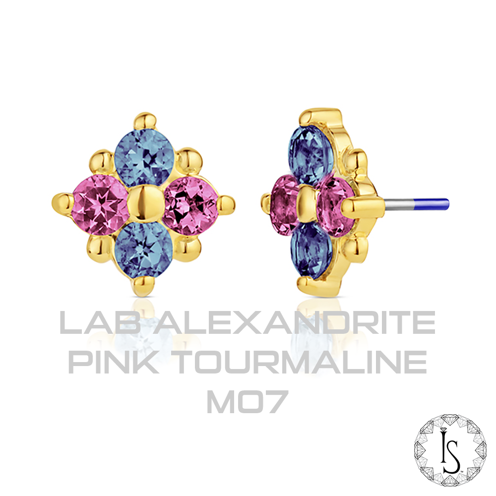 18k Gold Kalos Kagathos Faceted Genuine Gemstones End (Threaded)