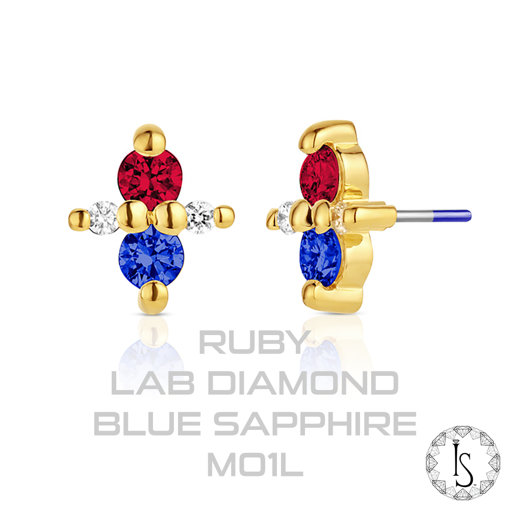 18k Gold Canopus Faceted Genuine Gemstones End (Threadless)