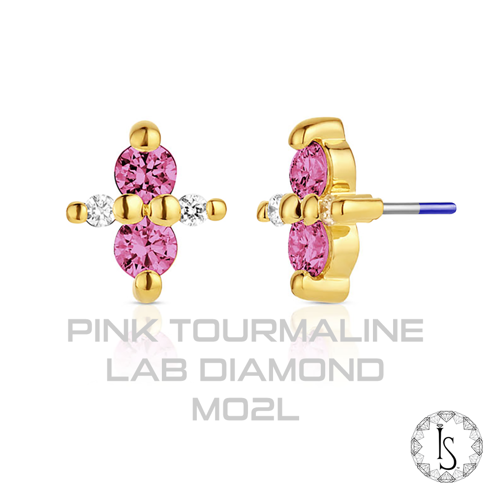 18k Gold Canopus Faceted Genuine Gemstones End (Threadless)