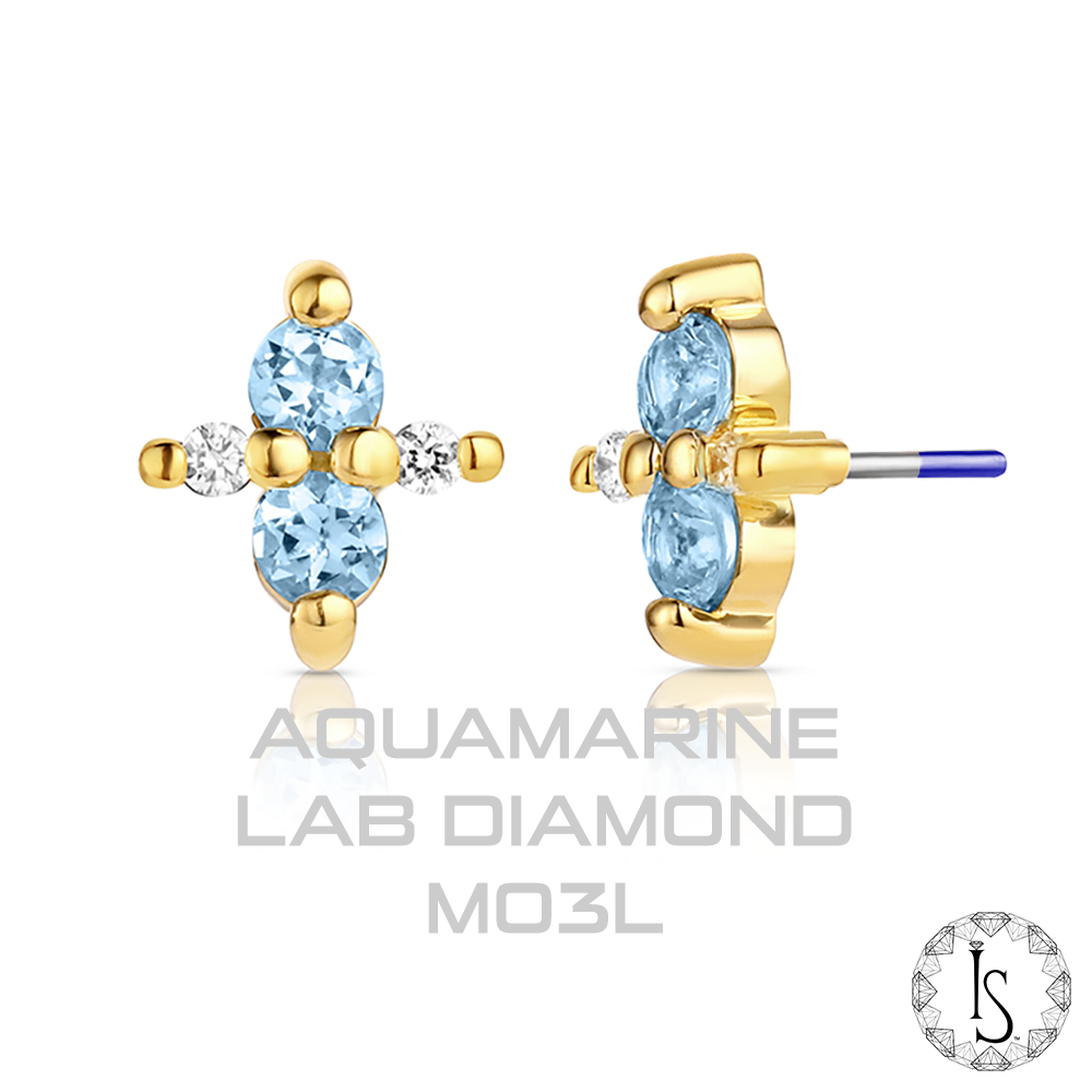 18k Gold Canopus Faceted Genuine Gemstones End (Threadless)