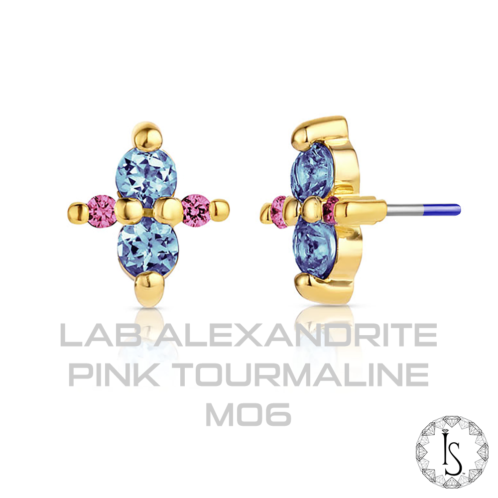 18k Gold Canopus Faceted Genuine Gemstones End (Threadless)
