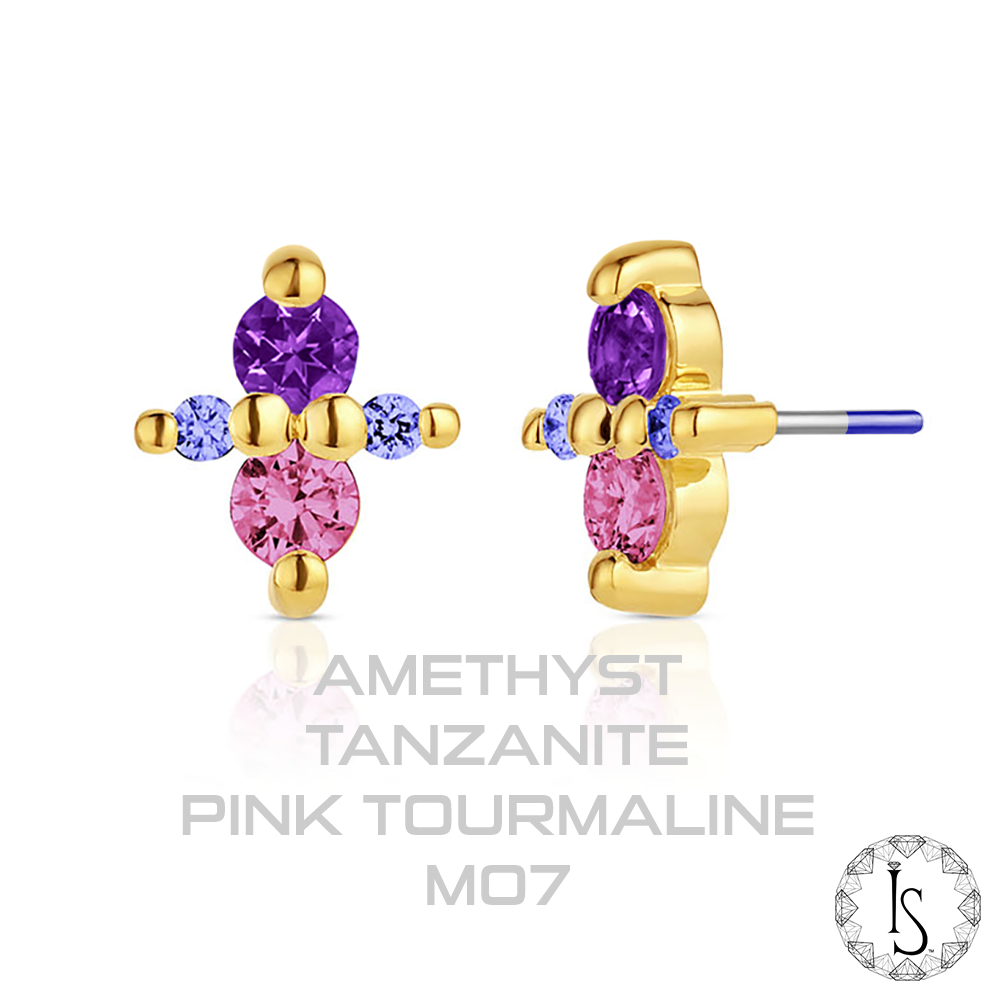18k Gold Canopus Faceted Genuine Gemstones End (Threadless)