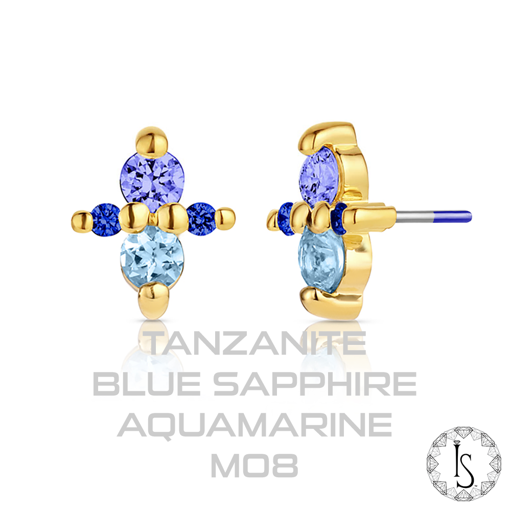 18k Gold Canopus Faceted Genuine Gemstones End (Threadless)