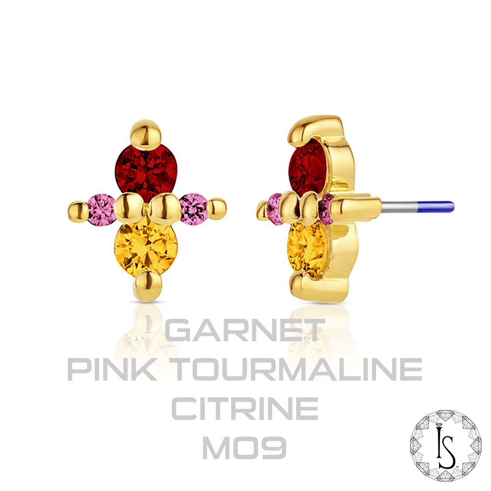 18k Gold Canopus Faceted Genuine Gemstones End (Threadless)