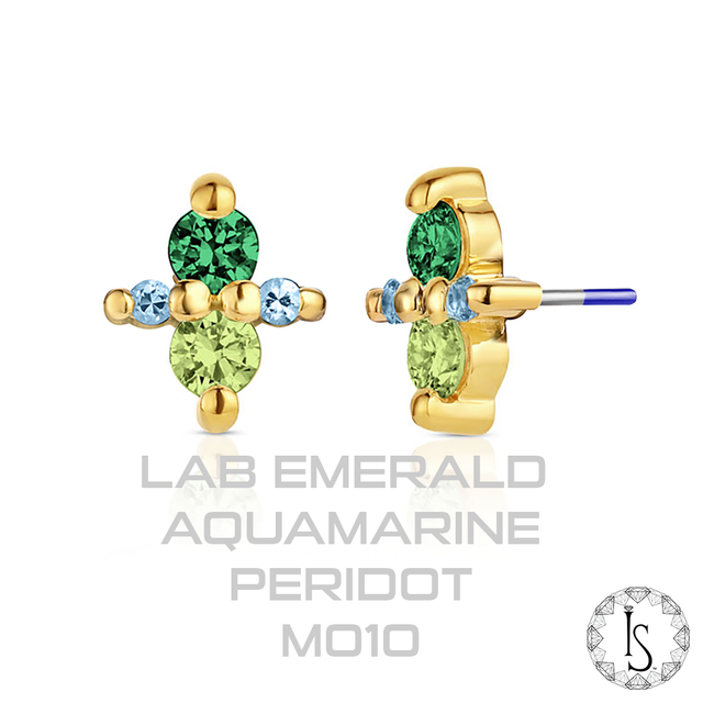 18k Gold Canopus Faceted Genuine Gemstones End (Threadless)