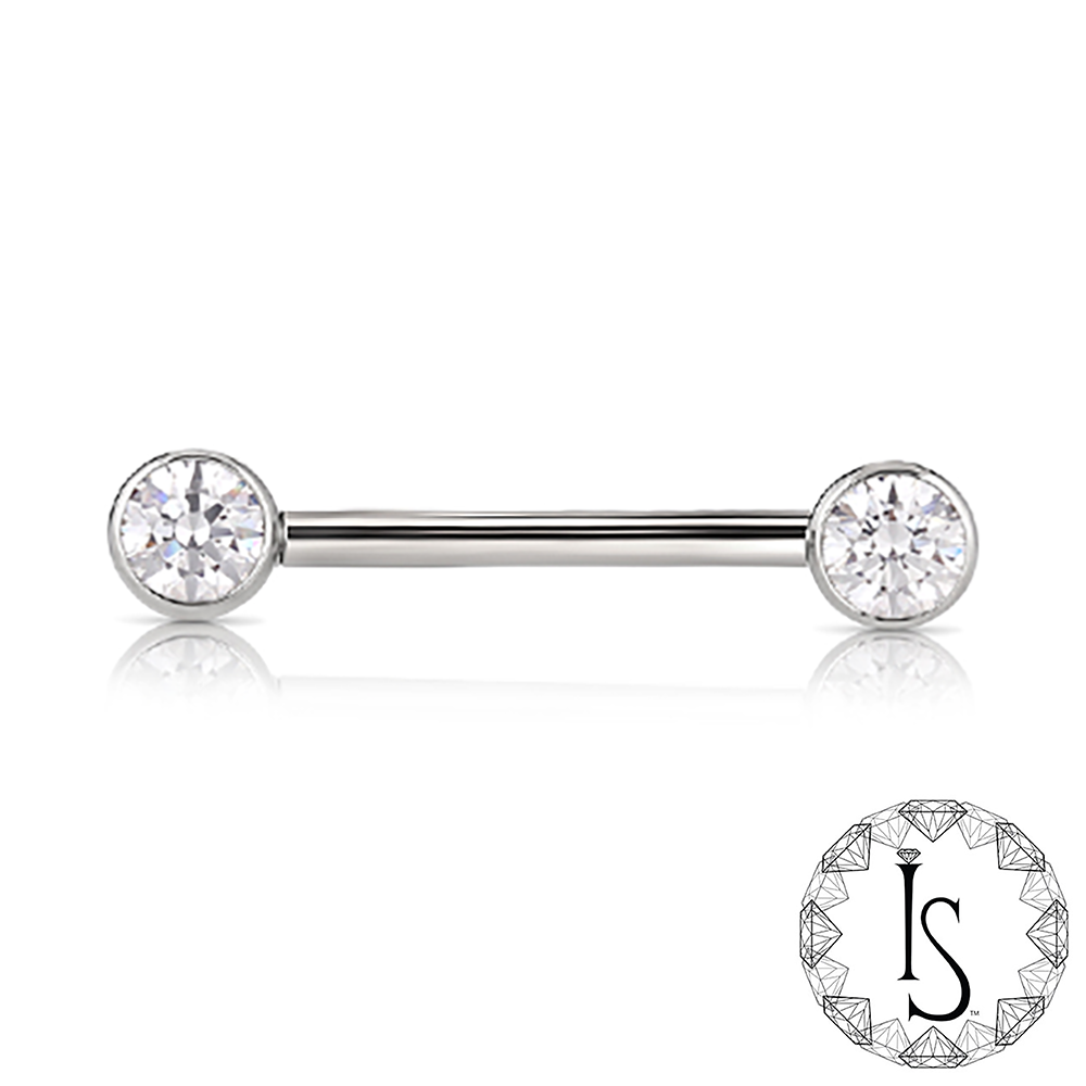 THREADED Forward Facing Bezel-set Faceted Gem Barbell