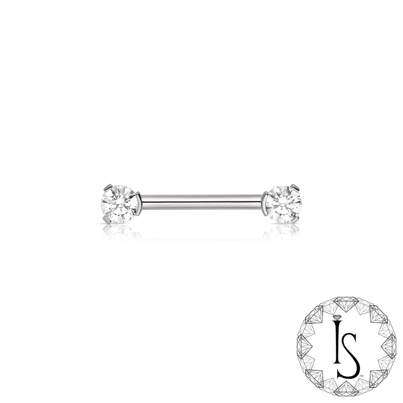 THREADED Forward Facing 3 Prong-set Faceted Gem Barbell
