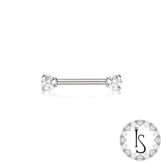 THREADED Forward Facing 3 Prong-set Faceted Gem Barbell