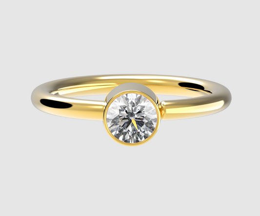Gold Fixed Gem Ring Vertical With Genuine Stone