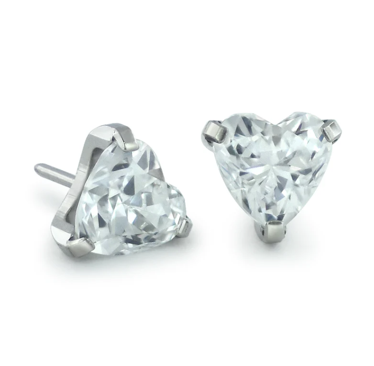 Titanium Prong CZ Heart