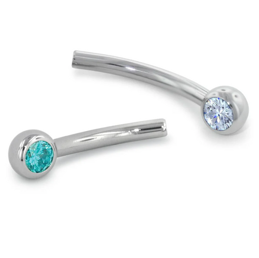 Titanium Gemmed Curved Barbell