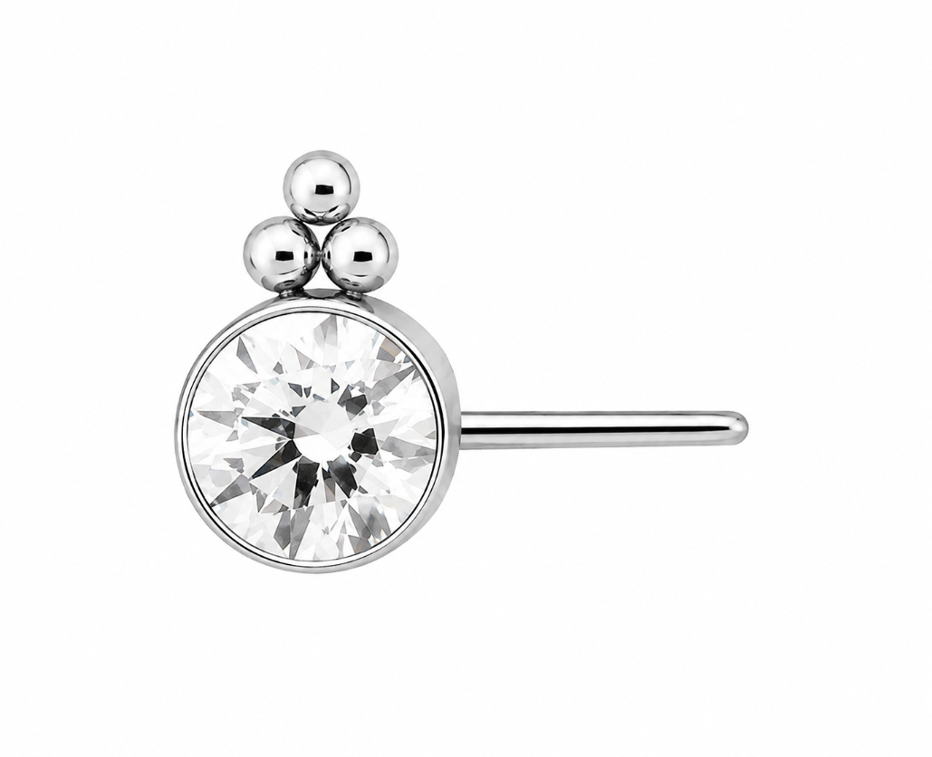 Side Set Beaded Vertical Titanium Bezel Gem HC1TT