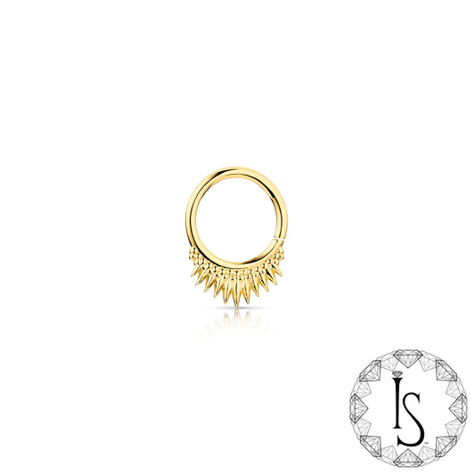 18k Yellow Gold Spikes and Beads Continuous Ring #2