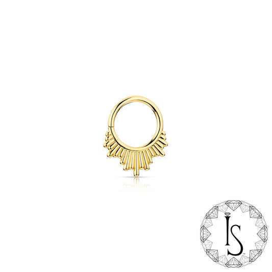 18k Yellow Gold Staggered Chimes Continuous Ring #8
