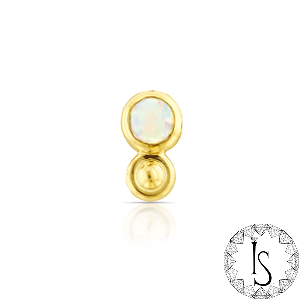 18k Gold Ismene Cabochon Gem End (threaded)