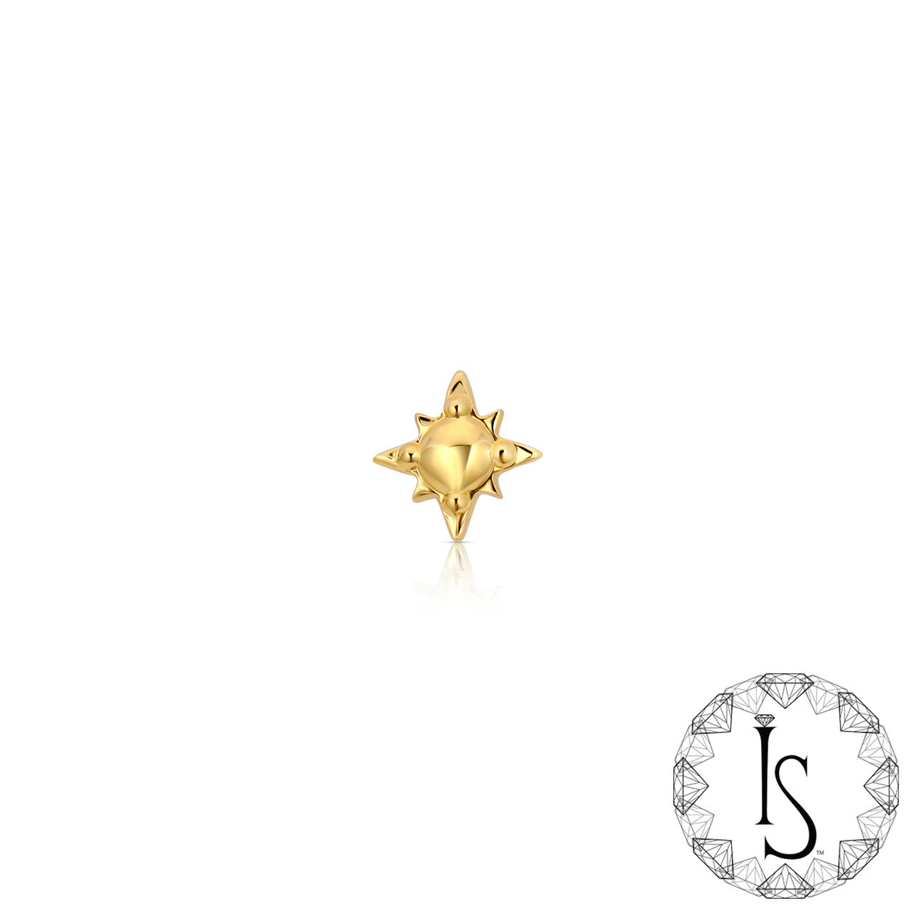 18k Gold NorthStar with Dome End (threadless)