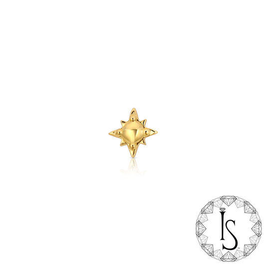 18k Gold NorthStar with Dome End (threadless)