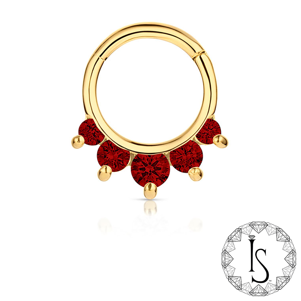 18K Gold Prium Faceted Genuine Gemstones Clicker