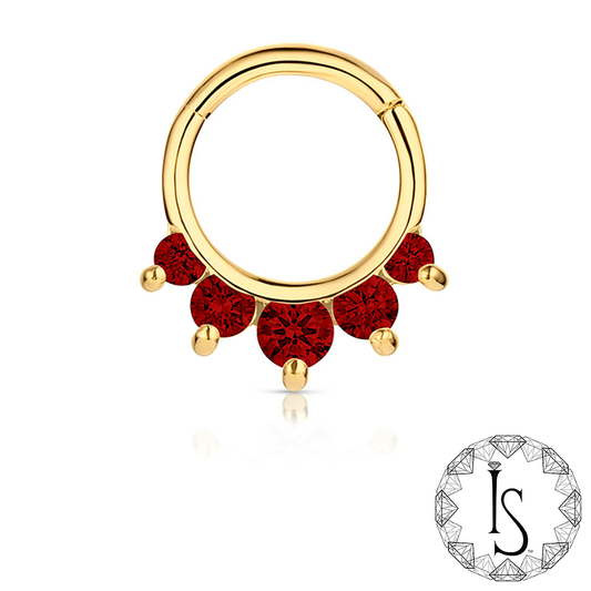 18K Gold Prium Faceted Genuine Gemstones Clicker