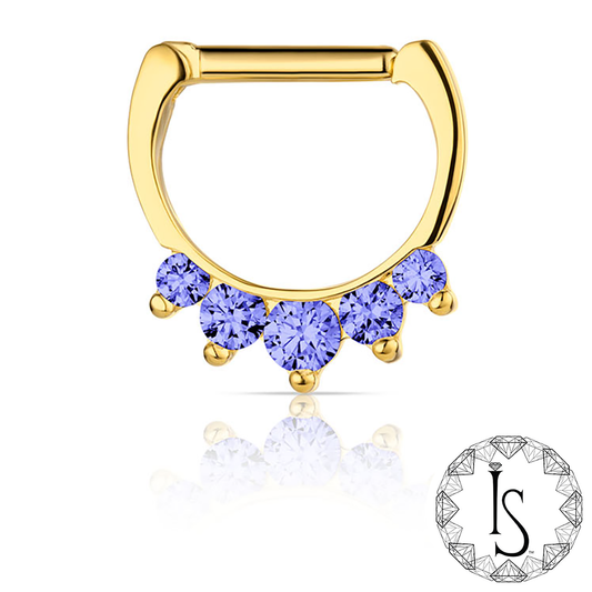 18K Gold Prong-set Faceted Genuine Gemstones Clicker #6