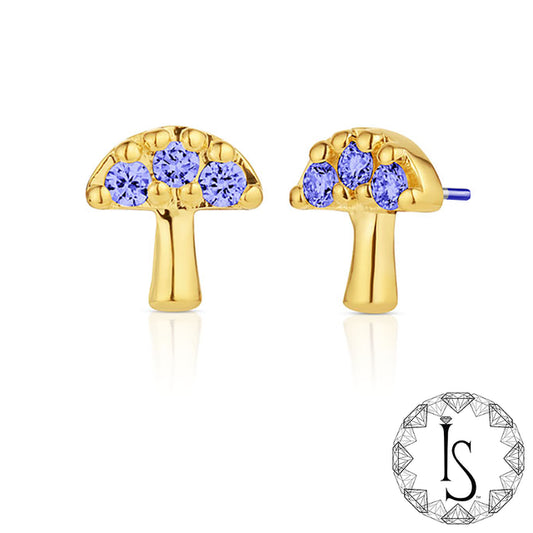 18K Gold Mycenae Prong-Set Faceted Genuine Gemstones End (Threaded)