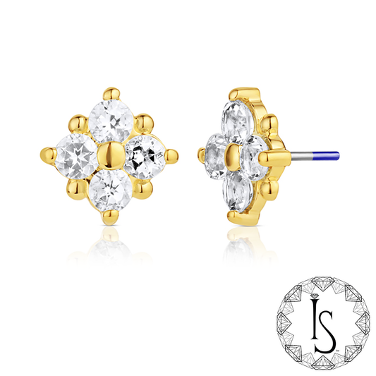 18k Gold Kalos Kagathos Faceted Genuine Gemstones End (Threaded)