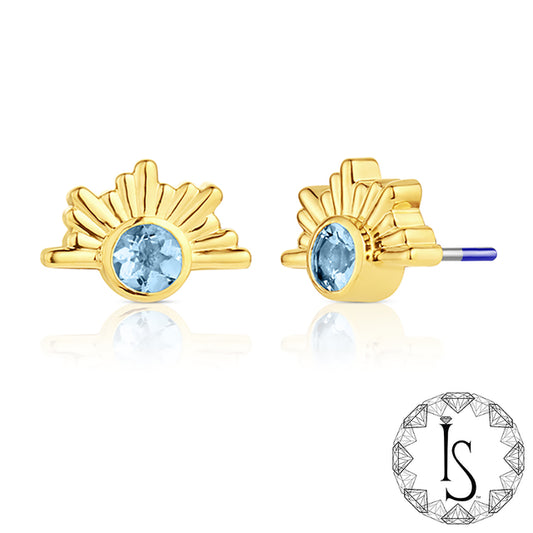 18K Gold Eos Faceted Genuine Gemstones End (Threaded)