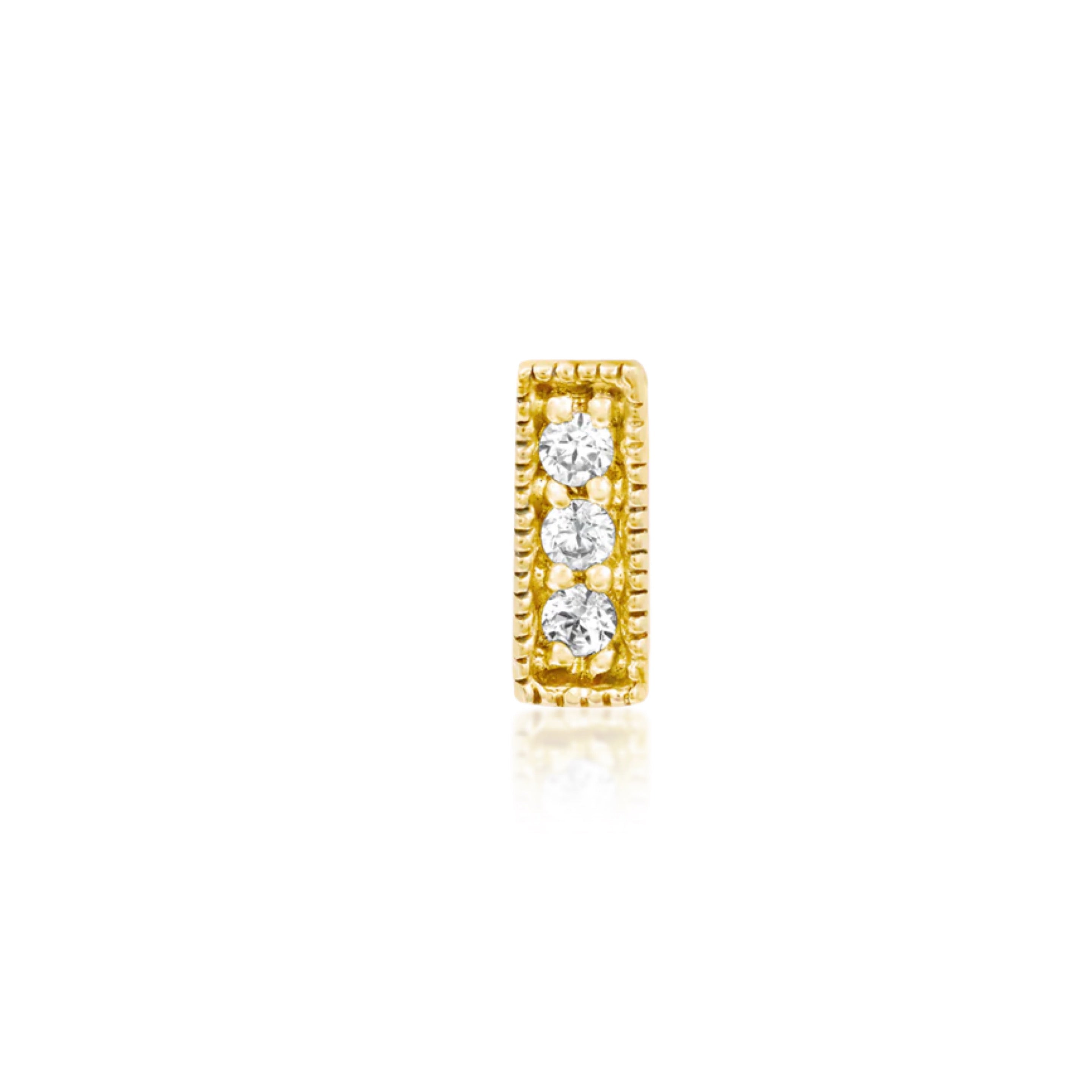 Millgrain 3 CZ Rectangle Bar