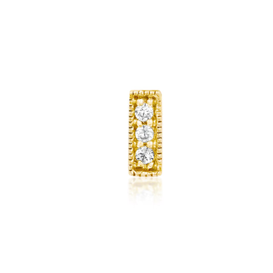 Millgrain 3 CZ Rectangle Bar