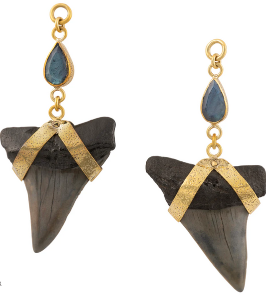 Diablo Organics Pair Ear Weights (Baby Megalodon) Faceted Labradorite