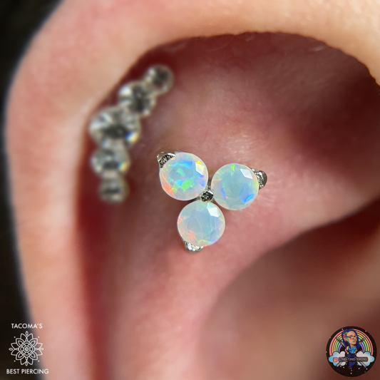 GENUINE White Opal Trio (Threadless)