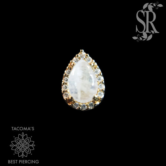 Moonstone Pear + White Diamonds