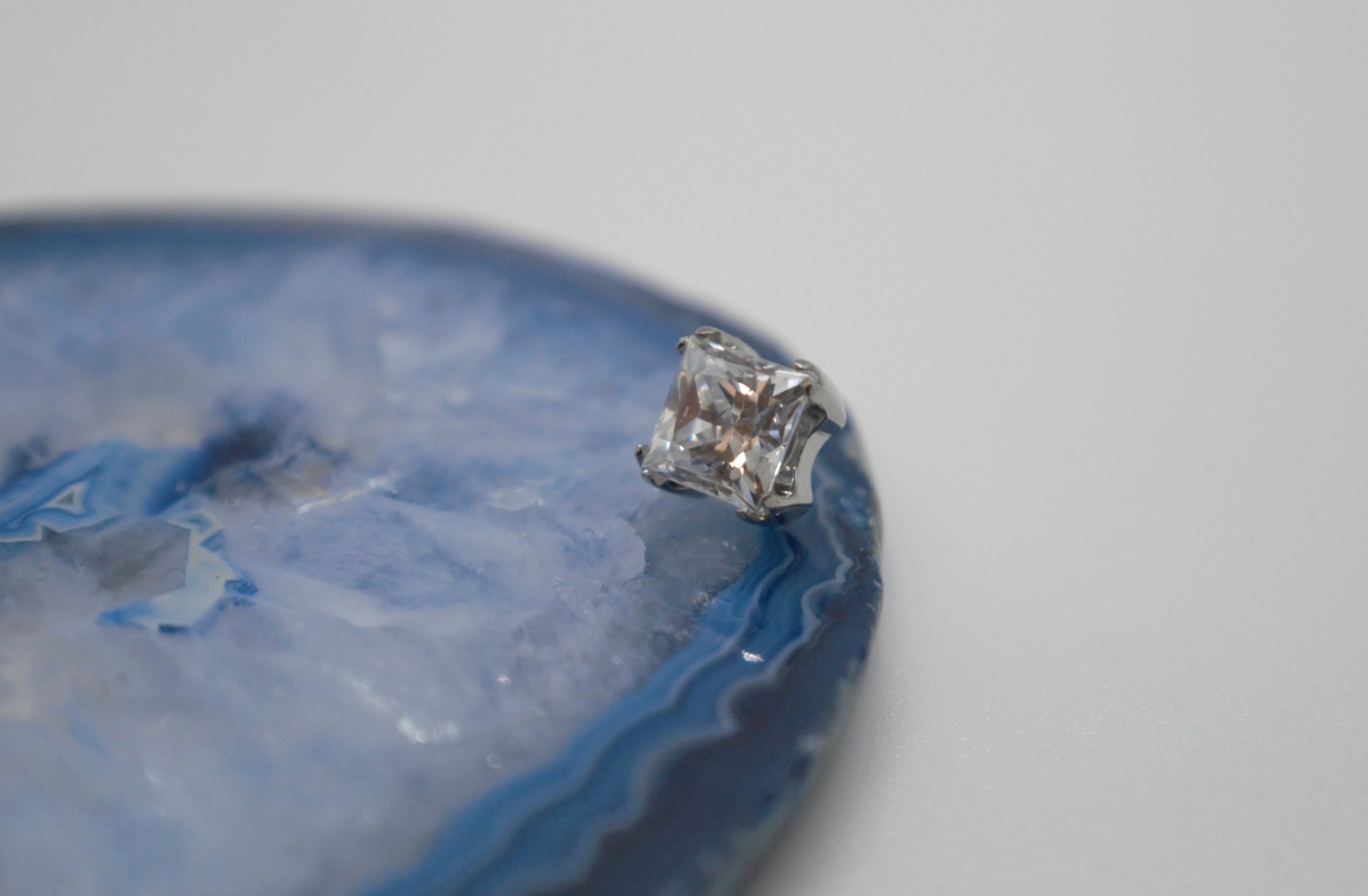 Threaded Titanium Princess Cut CZ