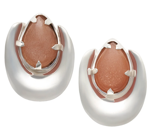 Diablo Organics Pair Stone Saddle Spreaders Peach Moonstone