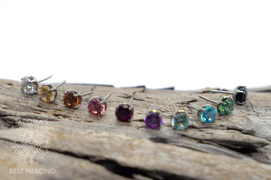 Titanium Prong-Set Faceted Gem