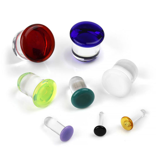 Single Flare Colorfront Glass Plugs