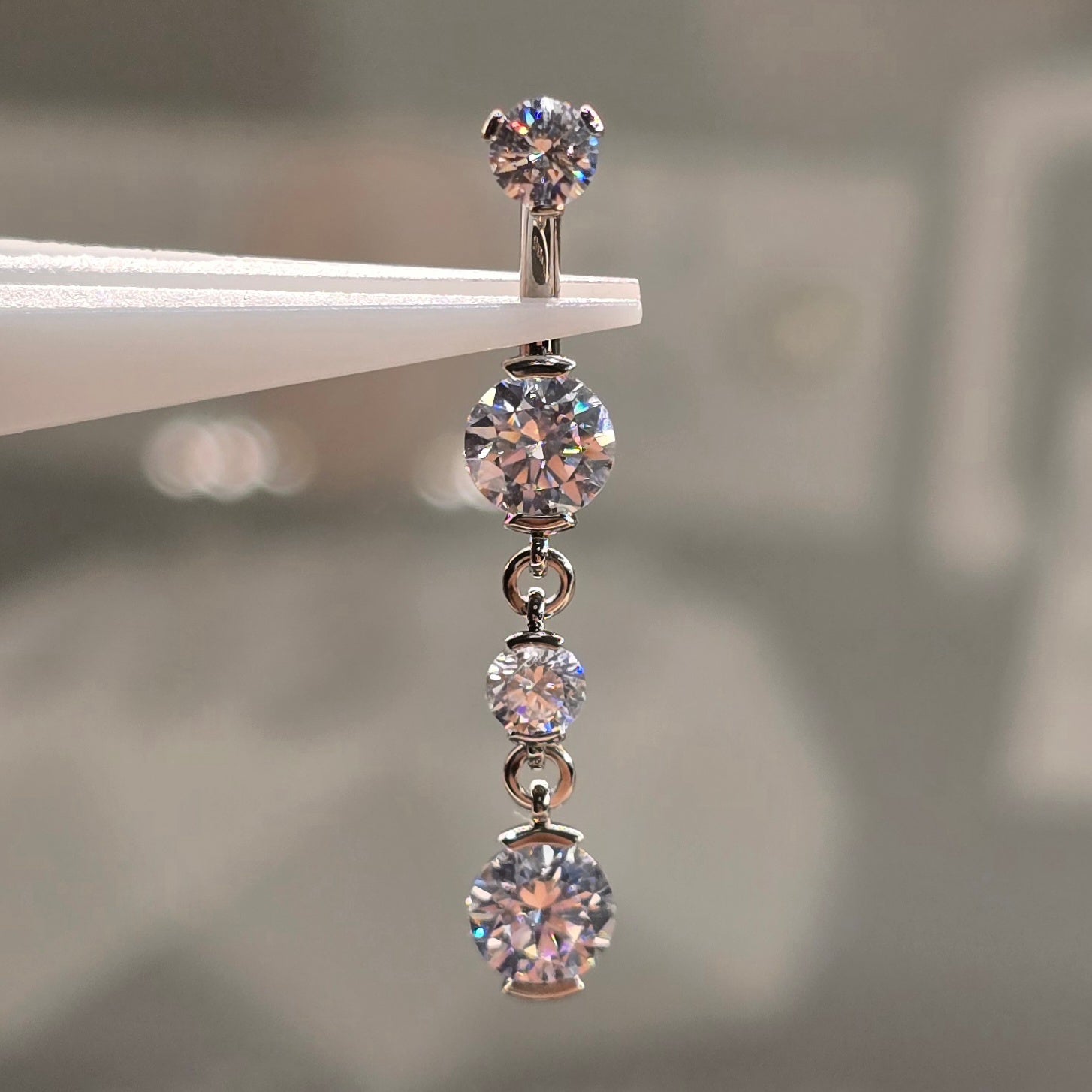 Double Dangle 2 Prong CZ Navel Curved Style 5